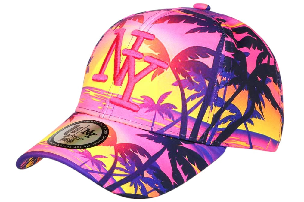 Casquette NY Blanche Fleurs Roses, Casquette Baseball été Livré 48h