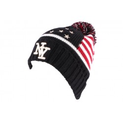 Bonnet Pompon NY noir drapeau US ANCIENNES COLLECTIONS divers