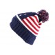 Bonnet pompon NY bleu drapeau US ANCIENNES COLLECTIONS divers