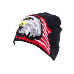 Bonnet Biker Noir avec aigle et drapeau BONNETS divers