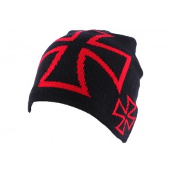 Bonnet Biker Noir avec de croix de malte rouge ANCIENNES COLLECTIONS divers