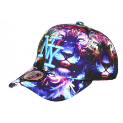 Casquette Enfant NY Tigre Bleu - Streetwear, Taille Unique 7-12 Ans, Visière Courbée, 100% Polyester