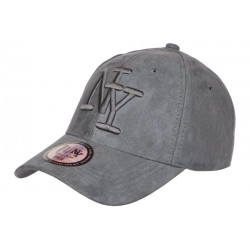 Casquette NY Daim Grise Tendance Visiere Baseball Utchy CASQUETTES Hip Hop Honour