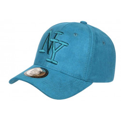 Casquette NY Daim Bleu Turquoise Tendance Visiere Baseball Utchy CASQUETTES Hip Hop Honour