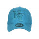 Casquette NY Daim Bleu Turquoise Tendance Visiere Baseball Utchy CASQUETTES Hip Hop Honour