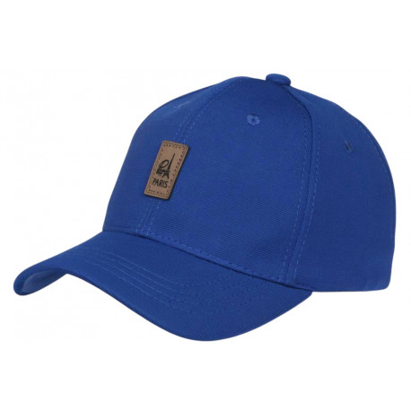 Casquette Paris Bleue Patch Cuir Marron Classe CASQUETTES PAYS