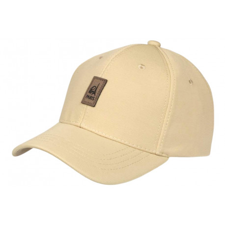 Casquette Paris Beige Patch Cuir Marron Classe CASQUETTES PAYS