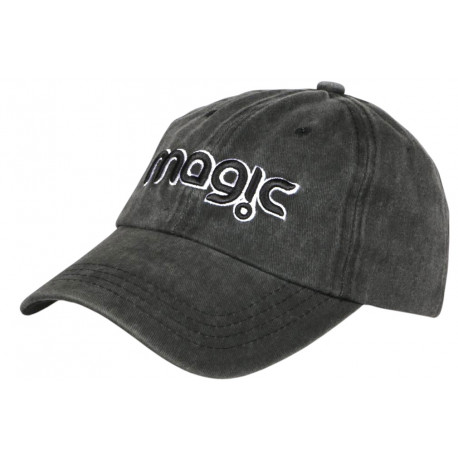 Casquette Noire Vintage Magic en Coton Delave Tendance Astyxe CASQUETTES Nyls Création