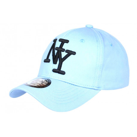 Casquette NY Bleu Clair et Noire Classe Visiere Baseball Stazky CASQUETTES Hip Hop Honour