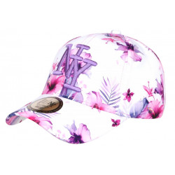 Casquette NY Fleurs Violettes Tropicales Blanche Fashion Baseball Hawai CASQUETTES Hip Hop Honour