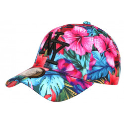 Casquette NY Fleurs Roses et Bleues Tropicales Fashion Baseball Hawai CASQUETTES Hip Hop Honour