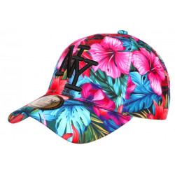 Casquette Enfant Tropicale Fleurs Roses et Bleues NY Hawai 7 a 12 ans Casquette Enfant Hip Hop Honour