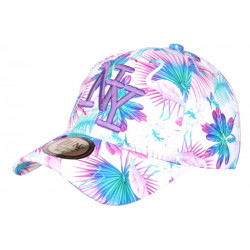 Casquette NY Tropicale Violette et Blanche Fleurs Exotiques Baseball Bali CASQUETTES Hip Hop Honour