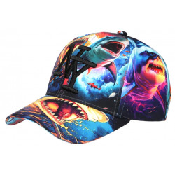 Casquette NY Requin Bleue et Jaune Streetwear Baseball Wild CASQUETTES Hip Hop Honour