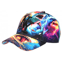 Casquette Enfant Requin Bleue et Jaune Streetwear Wild 7 a 12 ans Casquette Enfant Hip Hop Honour