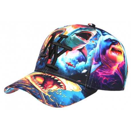 Casquette Enfant Requin Bleue et Jaune Streetwear Wild 7 a 12 ans Casquette Enfant Hip Hop Honour