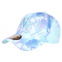 Casquette NY Tropicale Bleue Fleurs et Palmiers Originale Baseball Bali CASQUETTES Hip Hop Honour