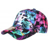Casquette NY Fleurs Bleues et Roses Tropicales Tendance Hawai