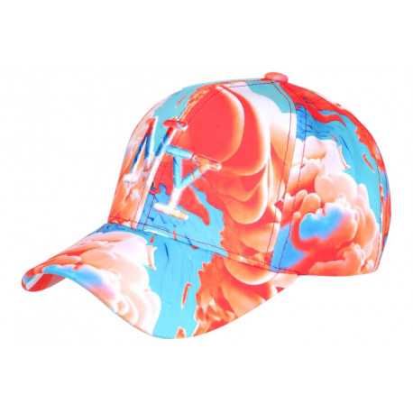 Casquette NY Rouge et Bleue Turquoise Originale Nuages CASQUETTES Hip Hop Honour