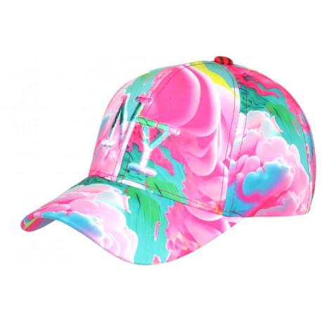 Casquette NY Rose et Verte Originale Design Nuages CASQUETTES Hip Hop Honour
