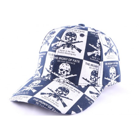 Casquette Biker en imprimé bleu et blanc ANCIENNES COLLECTIONS divers