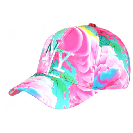 Casquette NY Enfant Rose et Verte Originale Nuages 6 à 11 ans Casquette Enfant Hip Hop Honour