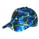 Casquette Enfant NY Bleue Effet Flamme Jaune - Garçon Fille 7 a 12 Ans Casquette Enfant Hip Hop Honour
