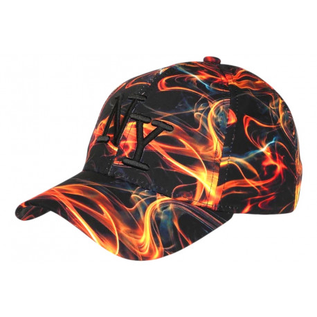 Casquette NY Flamme Orange Noire Streetwear Fashion New York CASQUETTES Hip Hop Honour
