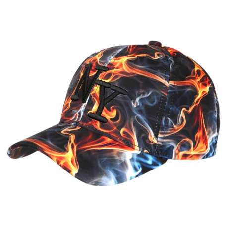 Casquette NY Enfant Flamme Orange Bleue Look Streetwear - Garçon Fille 7 a 12 Ans Casquette Enfant Hip Hop Honour