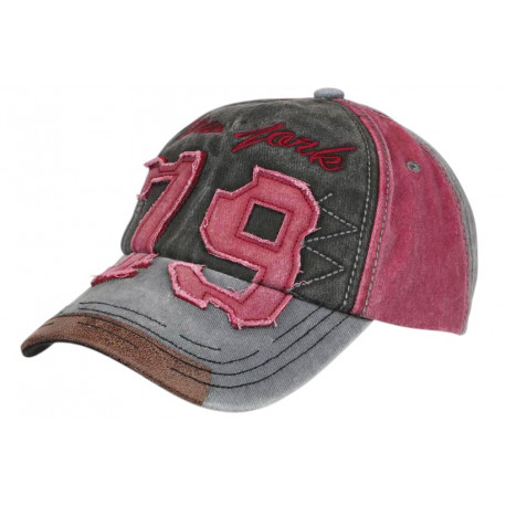 Casquette Vintage 79 New York Rouge Denim Style Usé Rétro En Coton CASQUETTES Hip Hop Honour