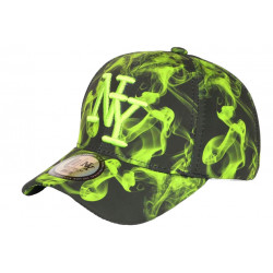 Casquette NY Verte Fluo et Noire Fashion Streetwear Baseball Smoky CASQUETTES Hip Hop Honour