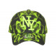 Casquette NY Verte Fluo et Noire Fashion Streetwear Baseball Smoky CASQUETTES Hip Hop Honour