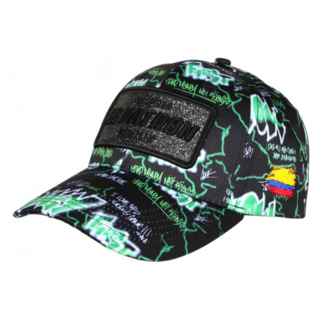 Casquette El Patron Verte et Noire Streetwear Glitter Colombia CASQUETTES SKR