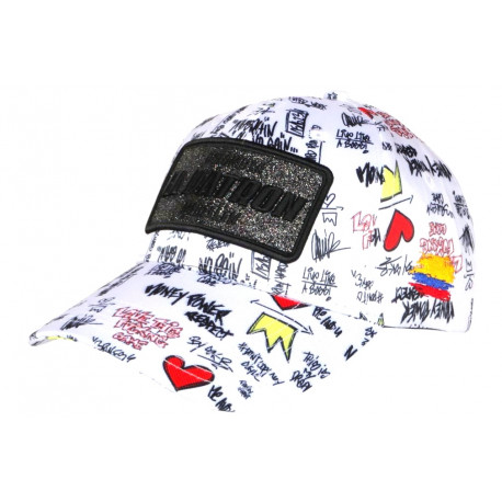 Casquette El Patron Blanche et Noire Strass Streetwear Colombia Medellin Baseball CASQUETTES SKR