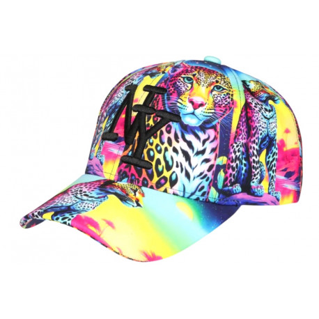 Casquette NY Leopard Jaune Rose Originale Jungle Streetwear Baseball CASQUETTES Hip Hop Honour
