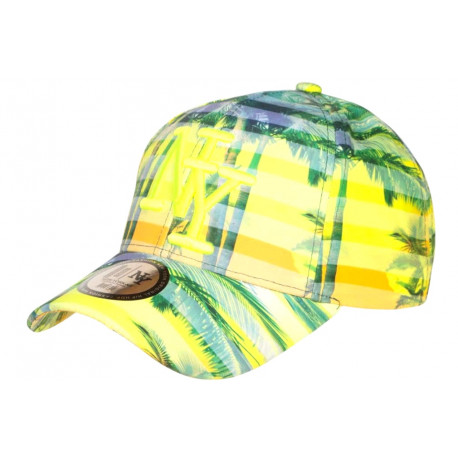 Casquette NY Tropicale Jaune et Vert Palmiers Streetwear Bora CASQUETTES Hip Hop Honour