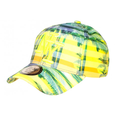 Casquette Enfant Tropicale Jaune Palmiers Streetwear Bora 7 a 12 ans Casquette Enfant Hip Hop Honour