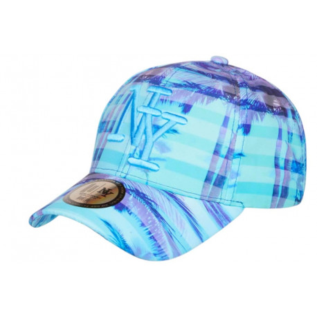 Casquette NY Tropicale Bleue et Violette Palmiers Streetwear Bora CASQUETTES Hip Hop Honour