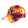 Casquette NY Tropicale Orange et Bleue Palmiers Streetwear Bora