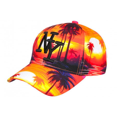 Casquette Enfant Tropicale Orange Bleue Palmiers Streetwear Bora 7 a 12 ans Casquette Enfant Hip Hop Honour