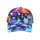 Casquette NY Enfant Crâne Bleue Orange Look Streetwear Skull 7 a 12 ans Casquette Enfant Hip Hop Honour
