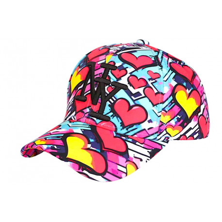 Casquette Enfant Coeur Rouge Bleue Coeur Style Graphique Street Art 7 a 12 Ans Casquette Enfant Hip Hop Honour