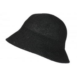 Chapeau Femme Été Noir Forme Cloche en Paille Tendance Coco CHAPEAUX Nyls Création