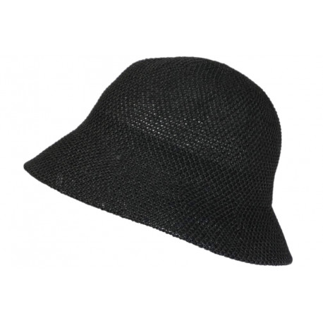 Chapeau Femme Été Noir Forme Cloche en Paille Tendance Coco CHAPEAUX Nyls Création