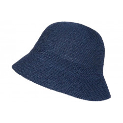 Chapeau Femme Été Bleu Marine Forme Cloche en Paille Tendance Coco CHAPEAUX Nyls Création