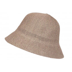 Chapeau Femme Été Taupe Forme Cloche en Paille Tendance Coco CHAPEAUX Nyls Création