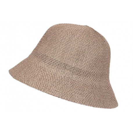 Chapeau Femme Été Taupe Forme Cloche en Paille Tendance Coco CHAPEAUX Nyls Création