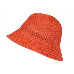 Chapeau Femme Été Orange Forme Cloche en Paille Tendance Coco CHAPEAUX Nyls Création