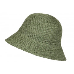 Chapeau Femme Été Vert Forme Cloche en Paille Tendance Coco CHAPEAUX Nyls Création