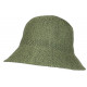 Chapeau Femme Été Vert Forme Cloche en Paille Tendance Coco CHAPEAUX Nyls Création
